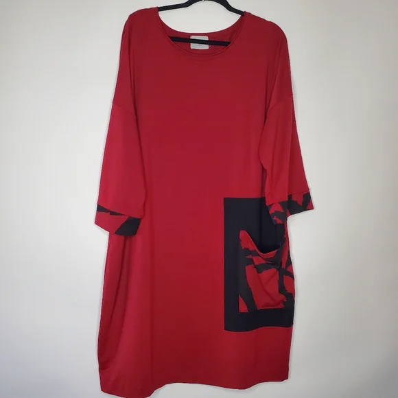 Chalet et Ceci Modal Blend Tarian Dress 2X Side Pocket Lagenlook French Terry - Picture 10 of 11